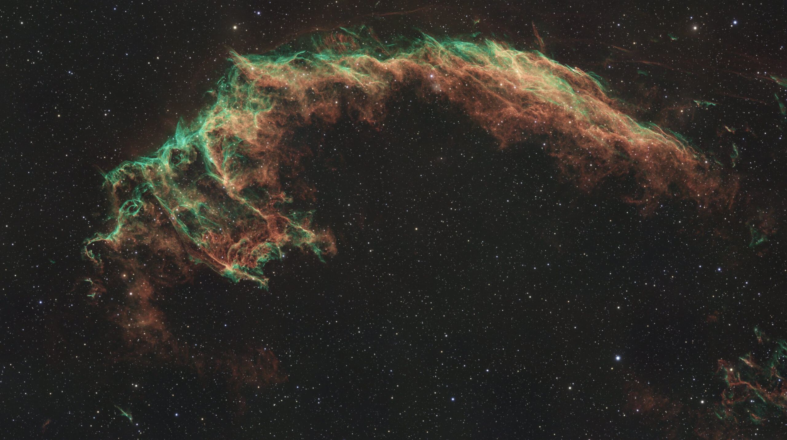 NGC 6992, el Vel Oriental del Cigne, amb els estels del filtre IR